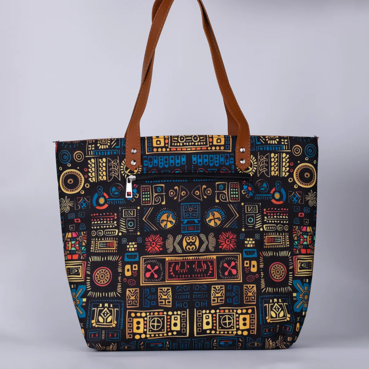 Blue Geometric Back Zipper