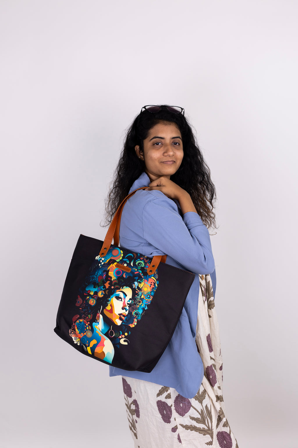 Black and Multicolour No Back Zipper