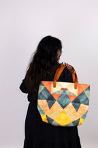 Multicolour Geometric No Back Zipper