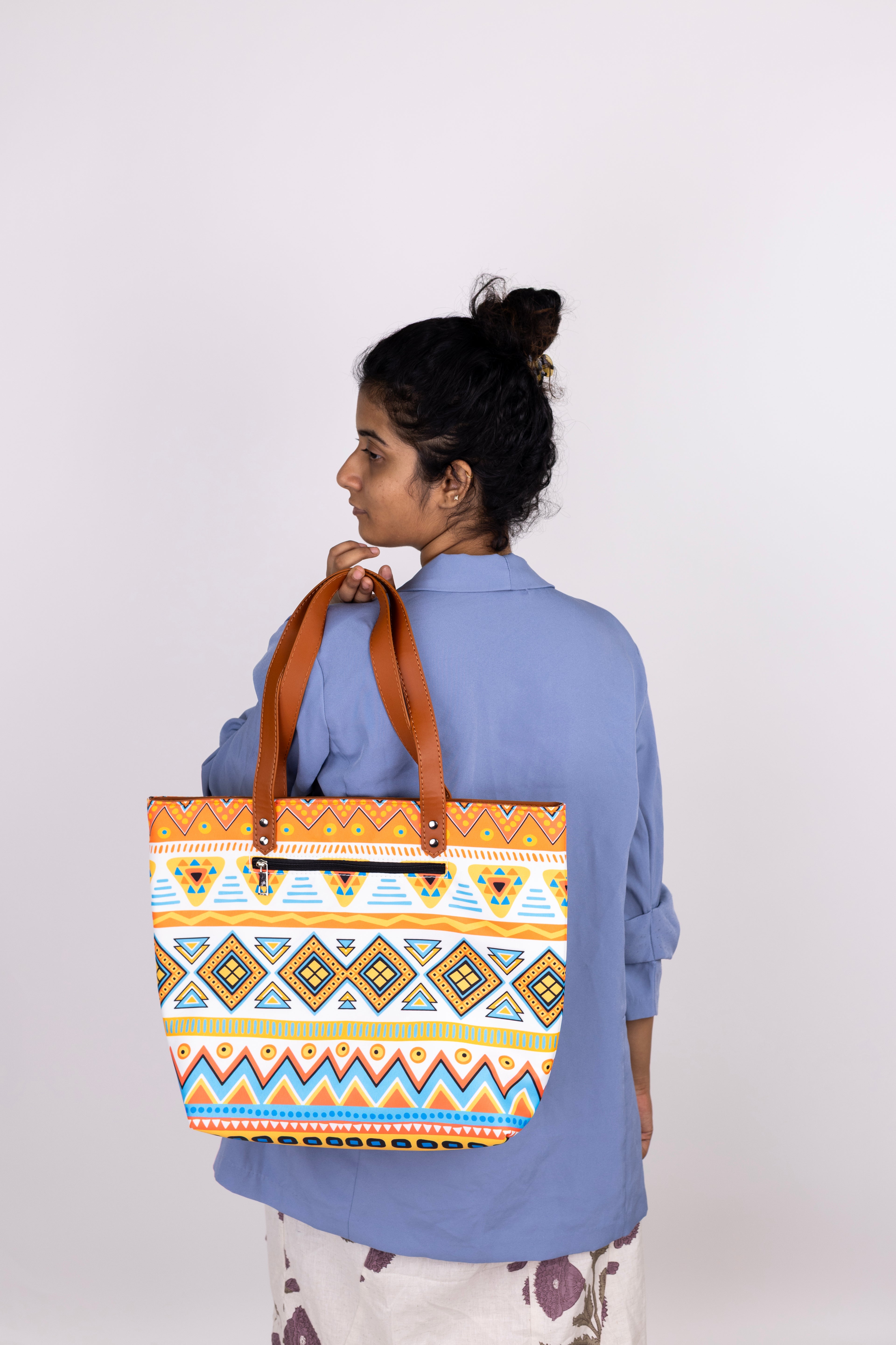 White and Orange Back Zipper
