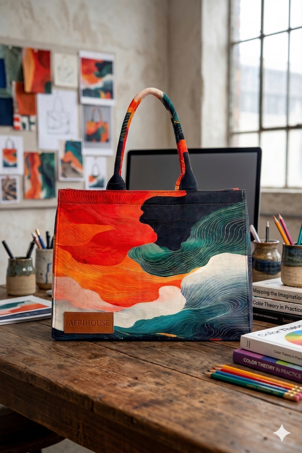 Multicolour Waves Power Tote Bag For Women
