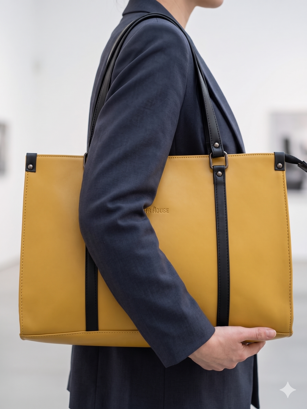 Mustard Black Modern Tote