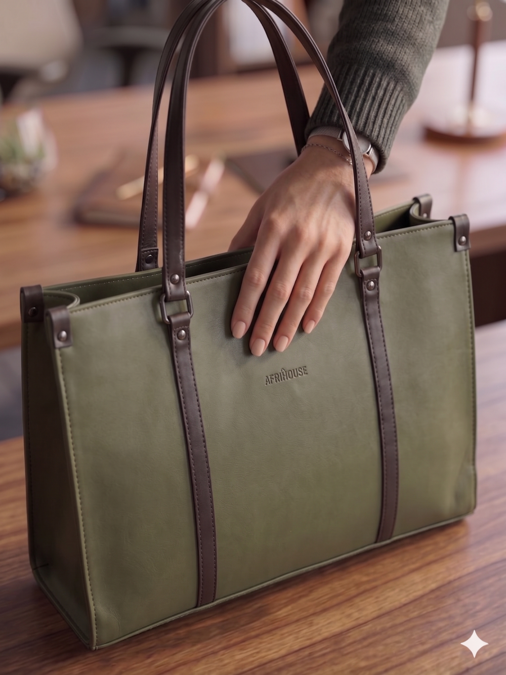 Black Olive Modern Tote