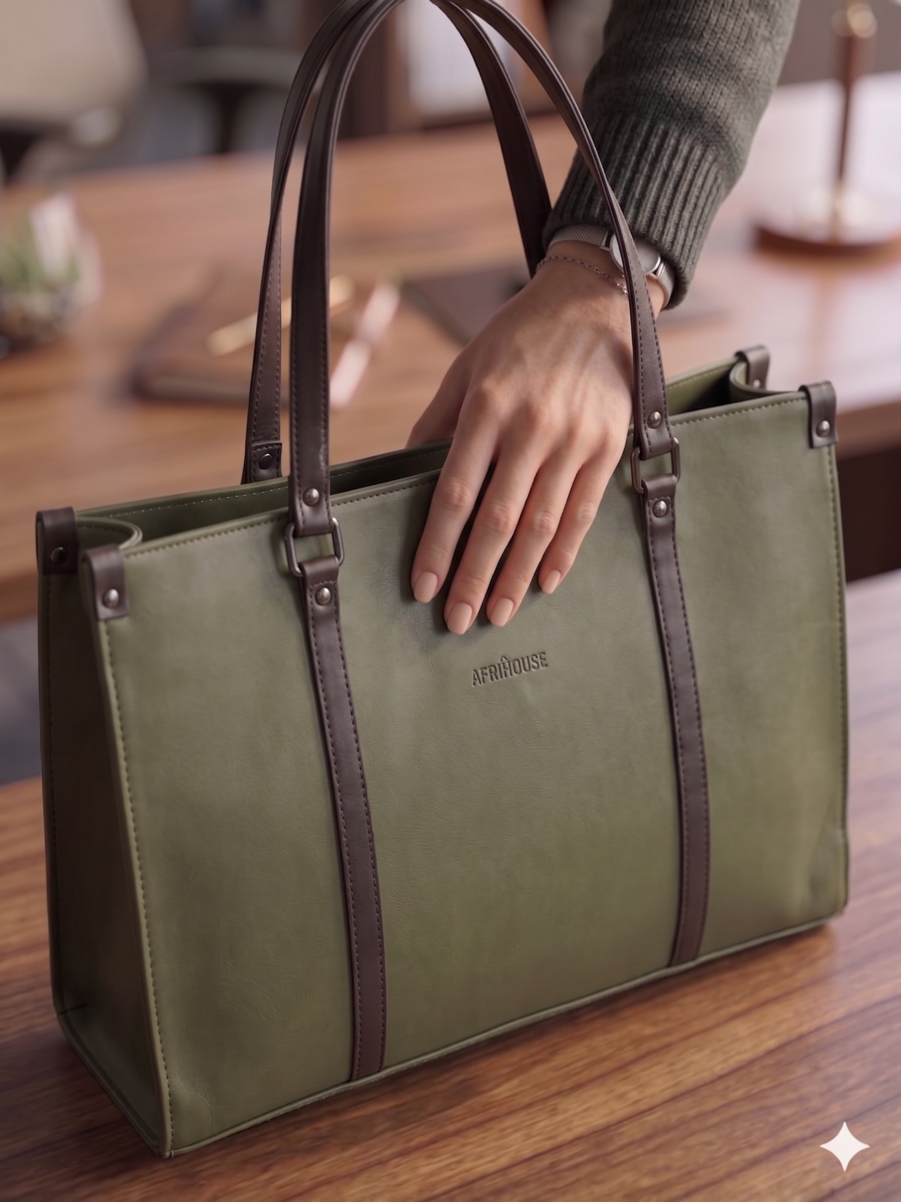 Black Olive Modern Tote