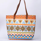 White and Orange Geometric No Back Zipper