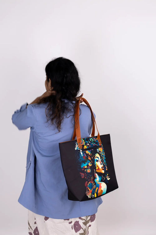 Black and Multicolour Back Zipper
