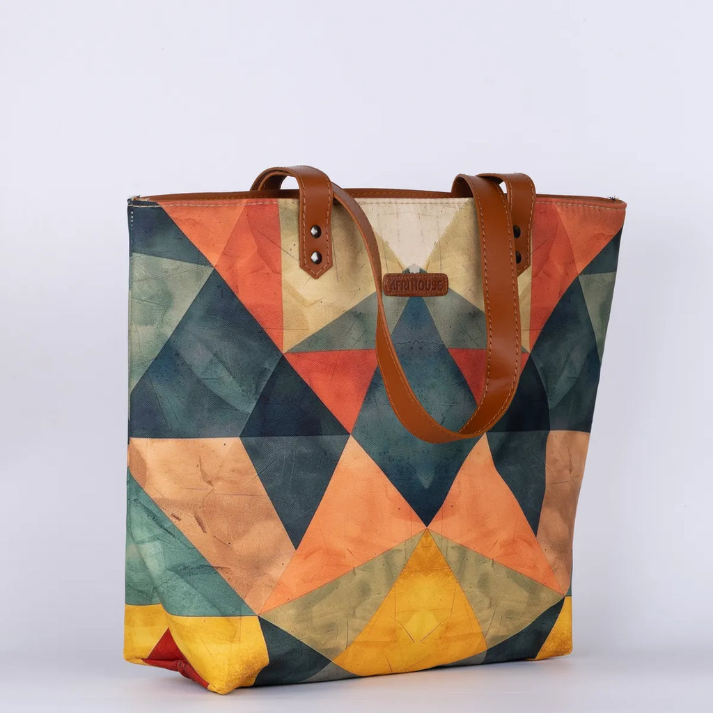 Multicolour Geometric No Back Zipper